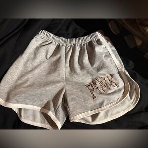 PINK Victoria's Secret Gray Shorts with Leopard Logo